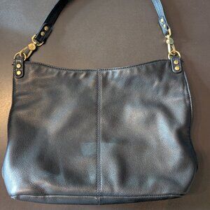 Hobo Pier Shoulder Bag Black Pebbled Leather